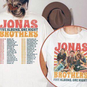 Five Albums One Night Tshirt Jonas Brothers Tour Shirt -2 Sided